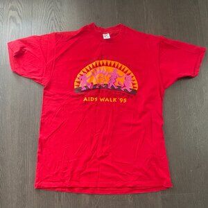 vintage rare y2k 90s1995 starbucks official aids walk tshirt size XL
